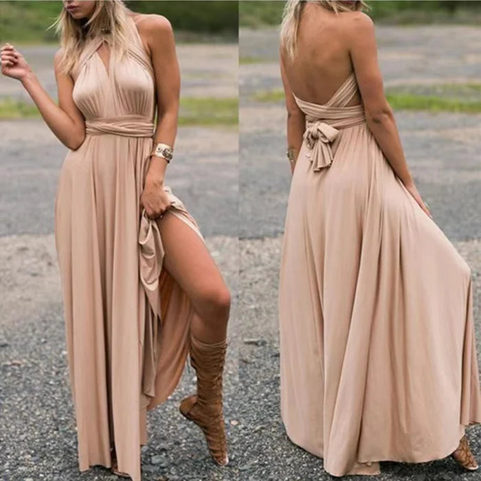 Elastic wrap dress with straps