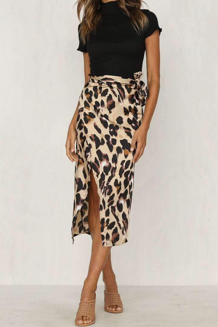 Chic leopard print wrap skirt