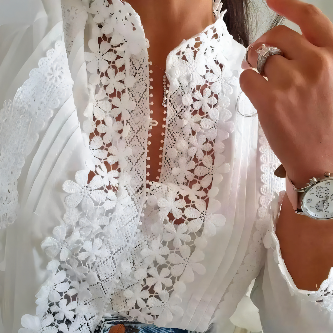 Floral blouse with lace design