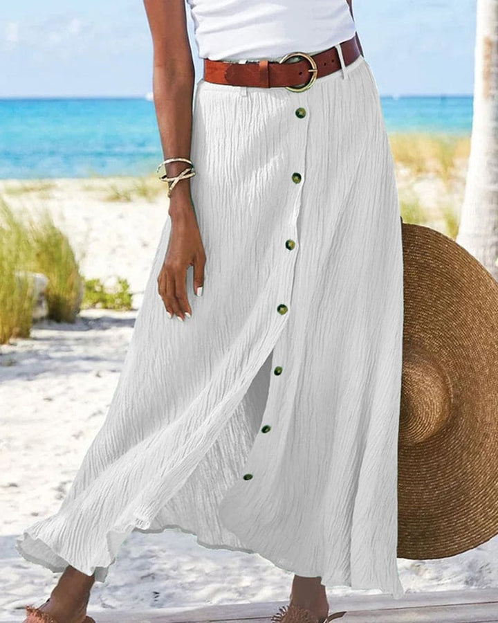 A-line boho button long skirt