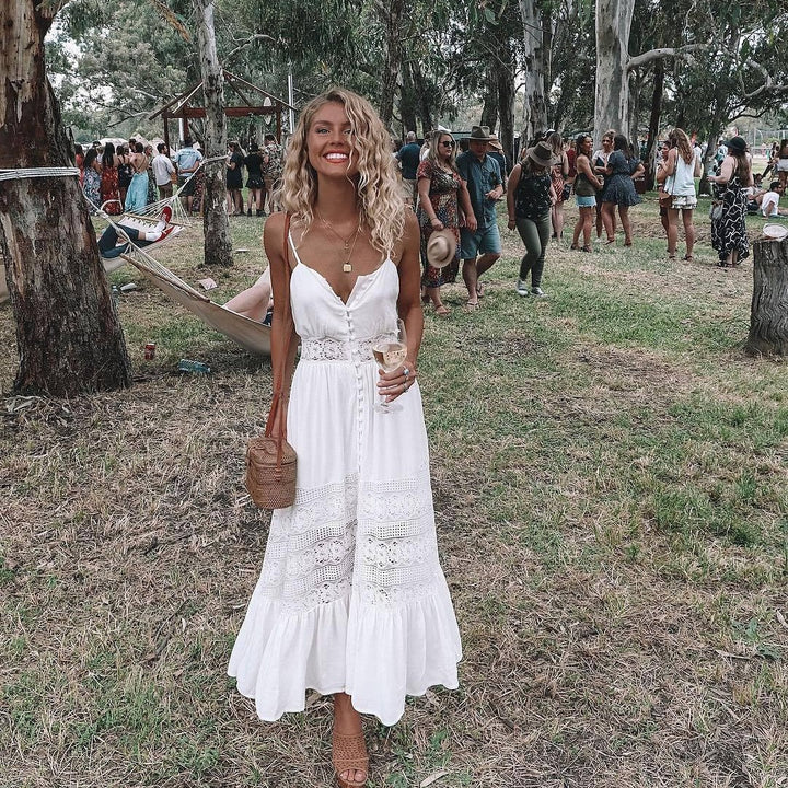 Boho breathable white dress