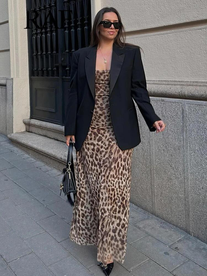 Leopard print vintage maxi dress