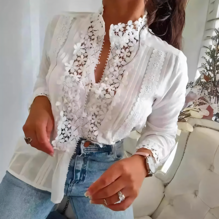 Floral blouse with lace design