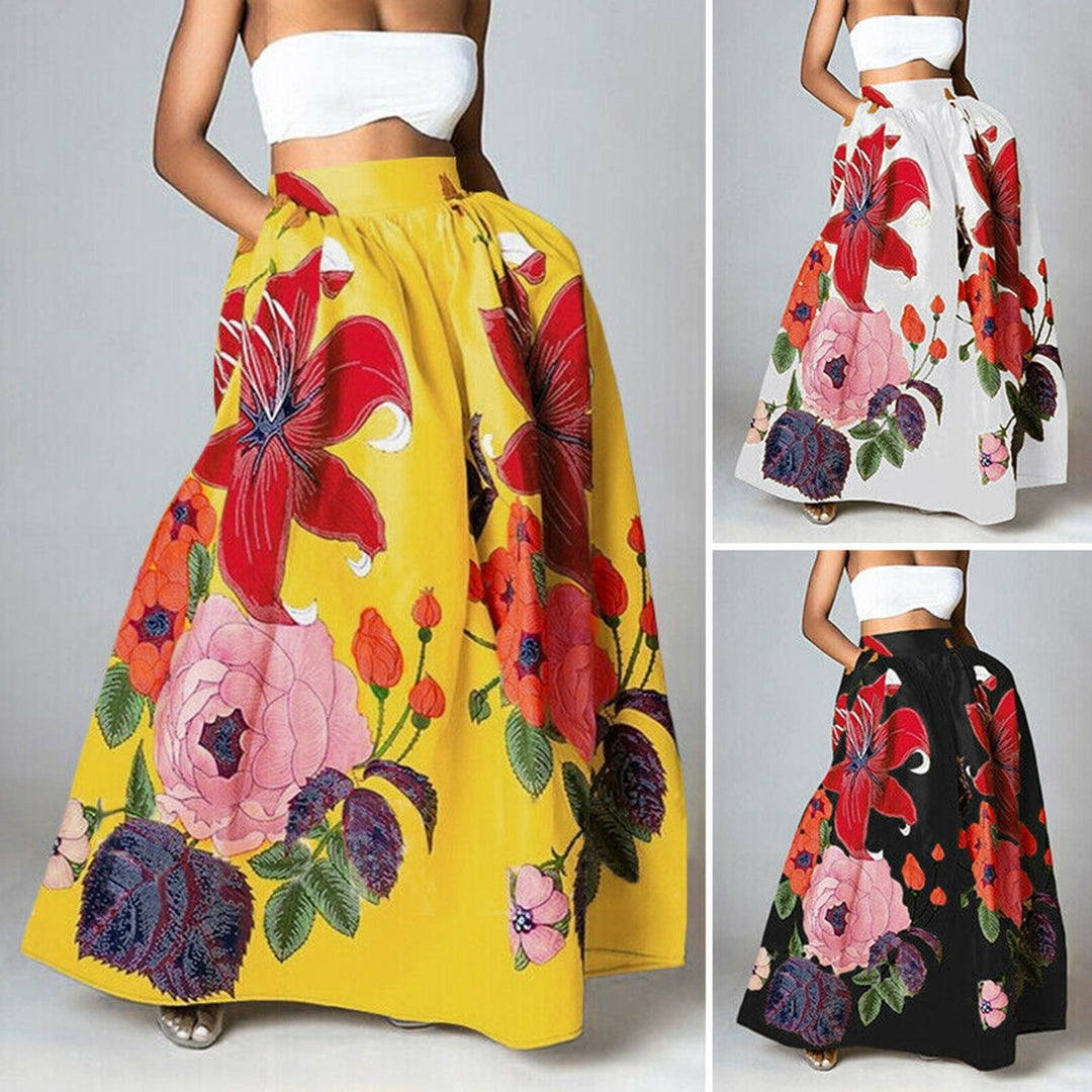 Floral print maxi skirt with vibrant design