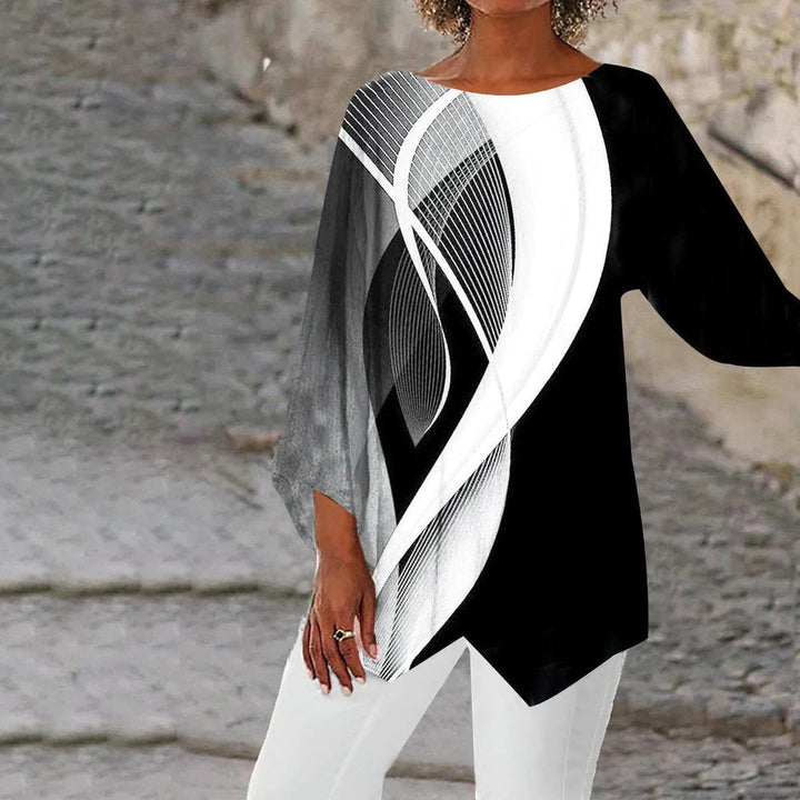 Cleora - Modern geometric long sleeve blouse