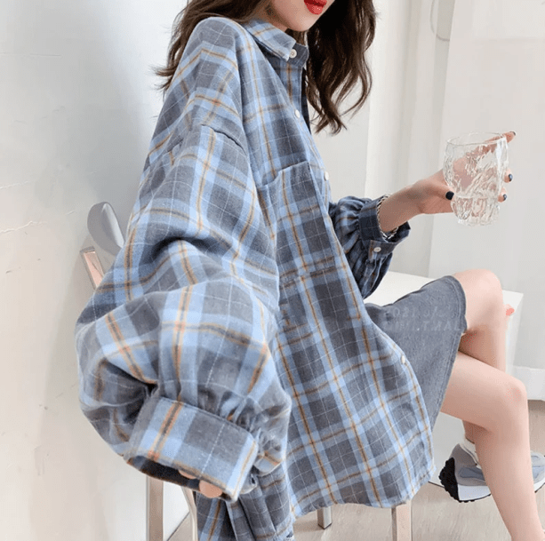 Oversized plaid shirt