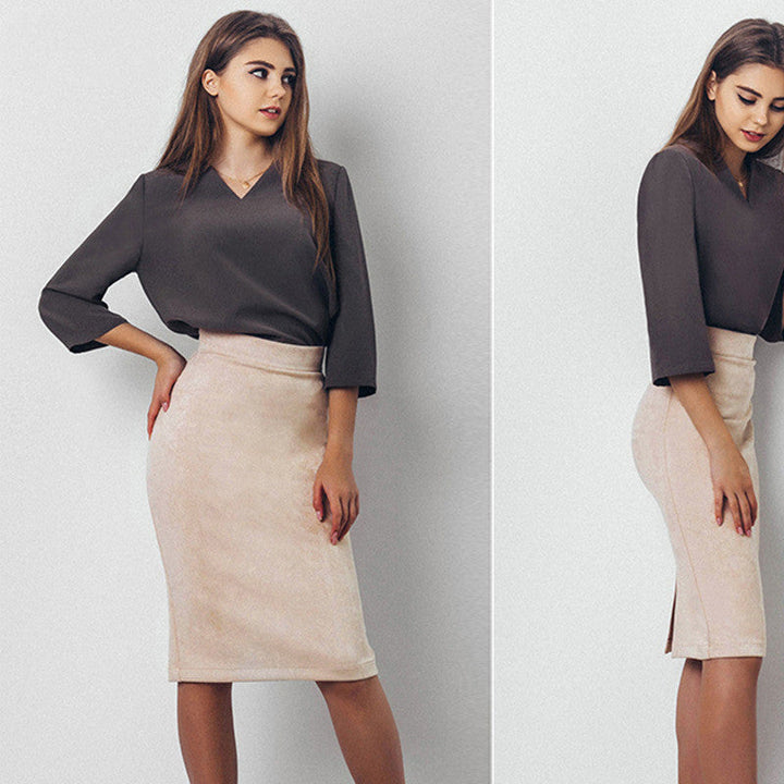 Women's classic beige pencil skirt