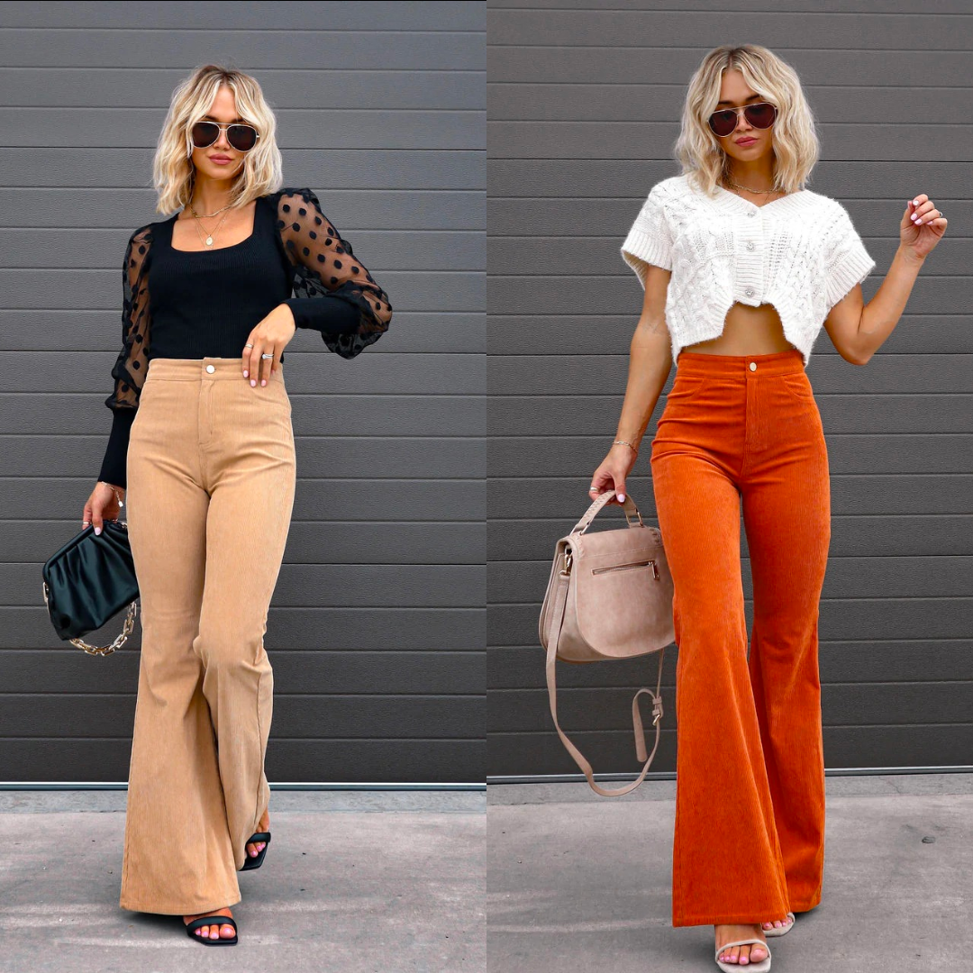 Elegant high waisted flared pants