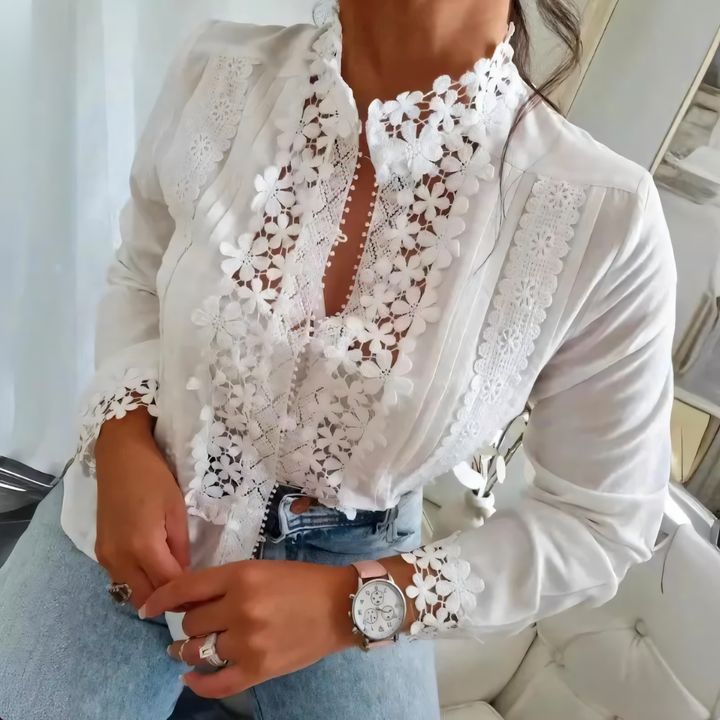 Floral blouse with lace design