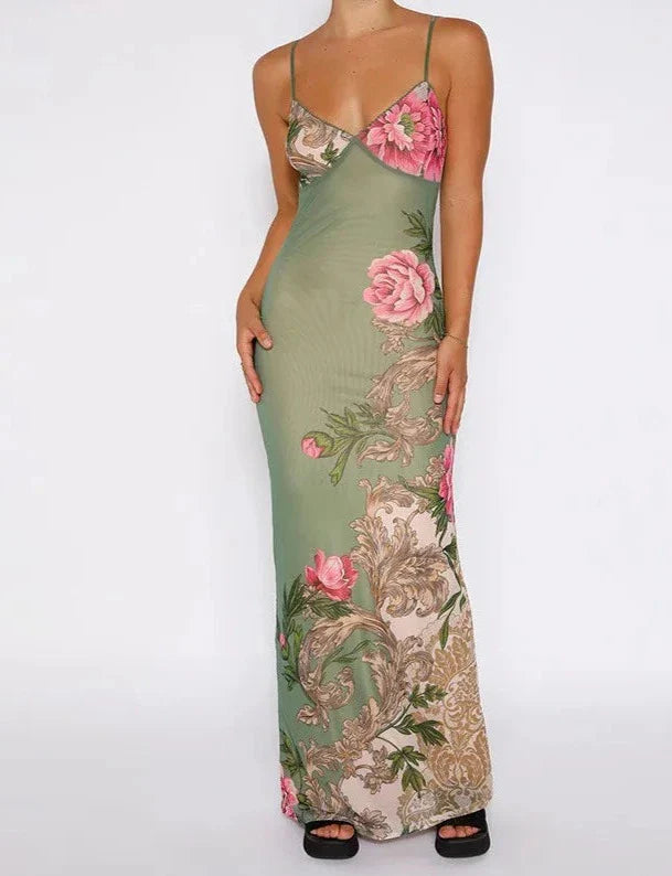 Elegant floral maxi dress