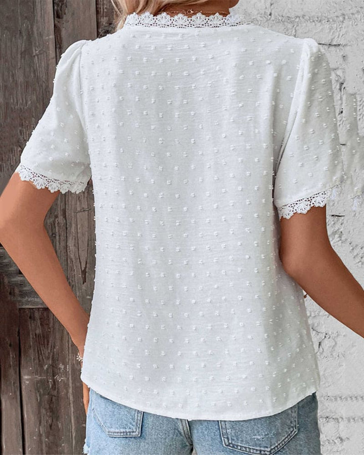 Briar - Summer white shirt lace short sleeves