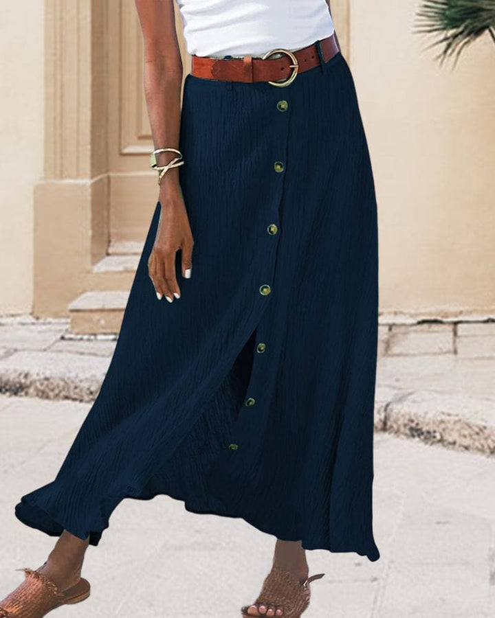 A-line boho button long skirt