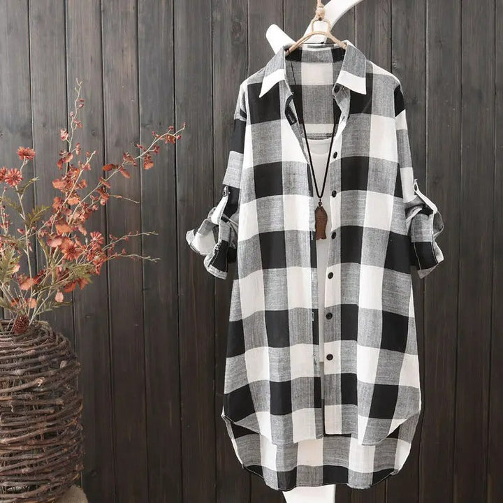 Oversized plaid shirt dress