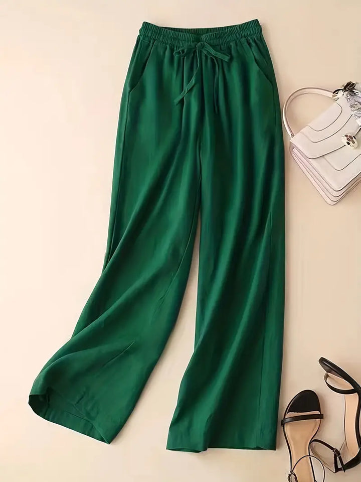 Relaxed wide-leg pants with elastic waistband