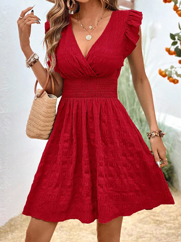 Casual dress with ruffled sleeves