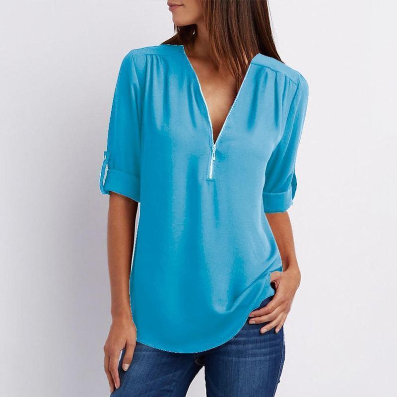 Elegant half-zip blouse