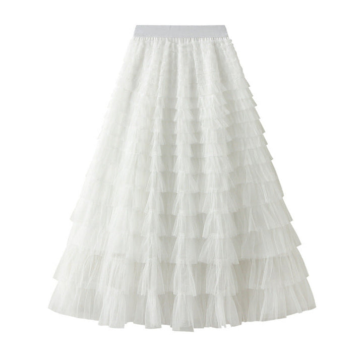 High waist layered tulle midi skirt