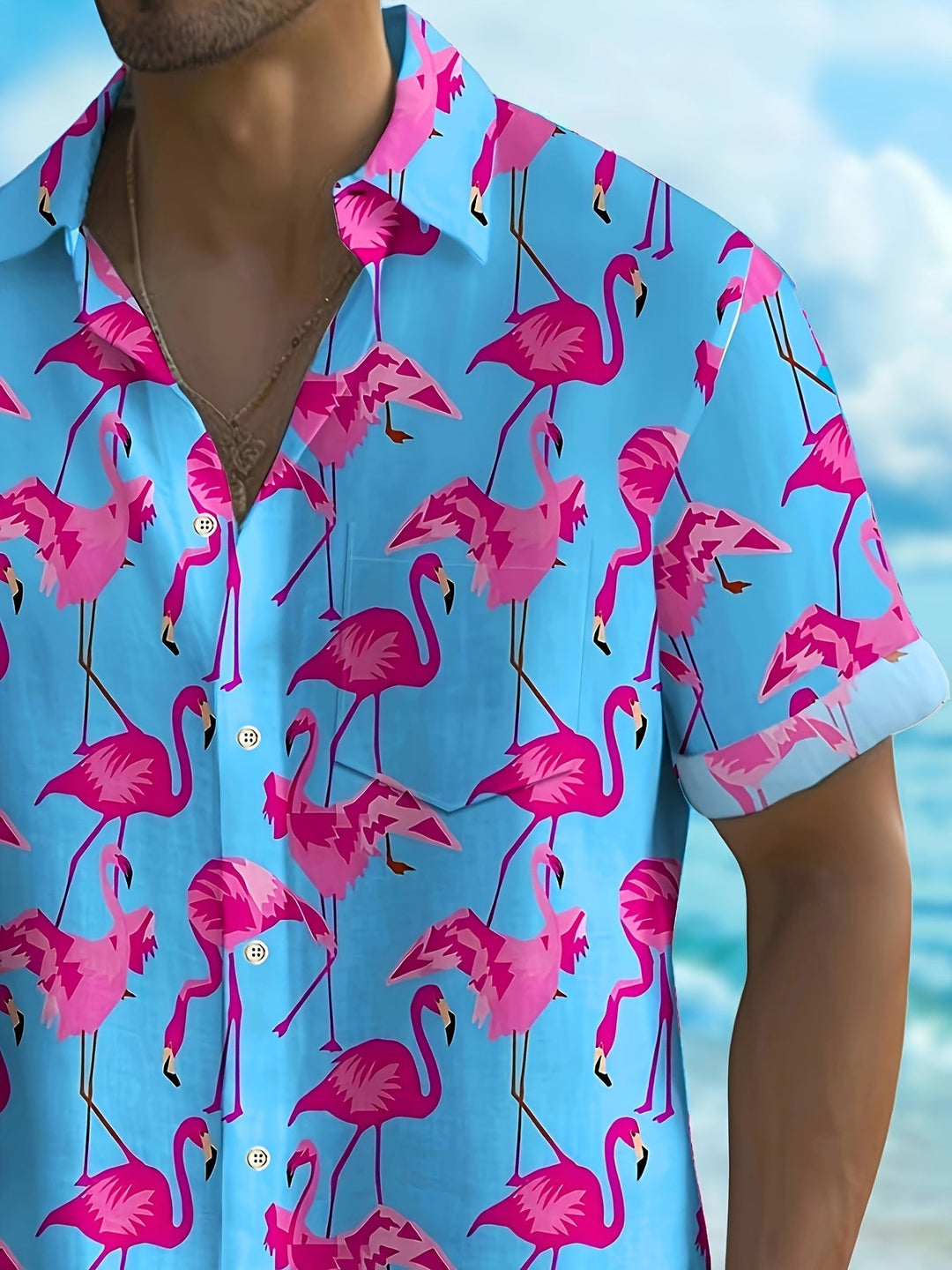 Summer shirt with flamingo print