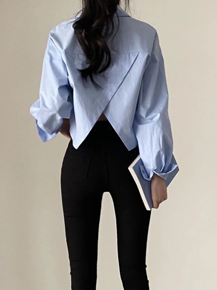 Chic cropped button down top