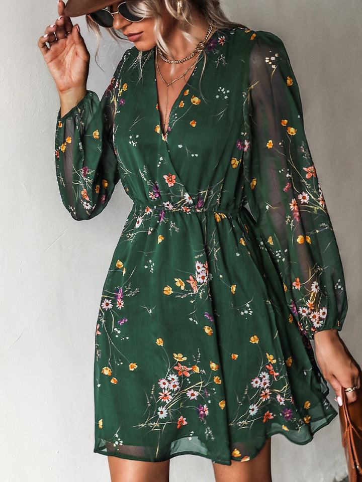 Long sleeve dress with floral print