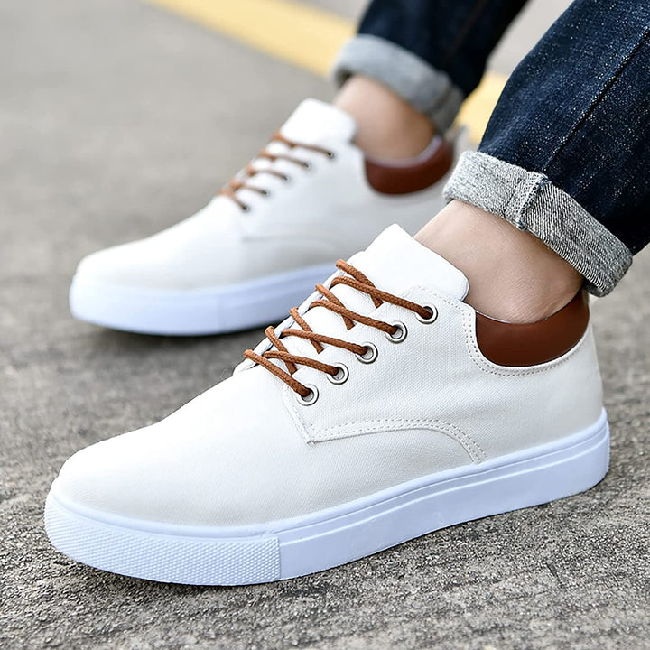 Casual men's sneakers with white sole