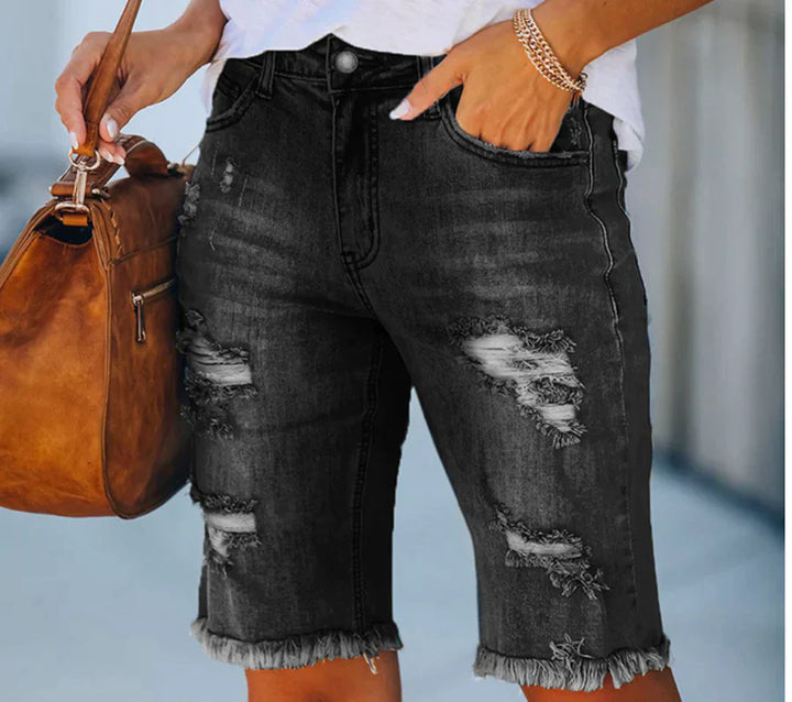 Comfortable ripped denim shorts