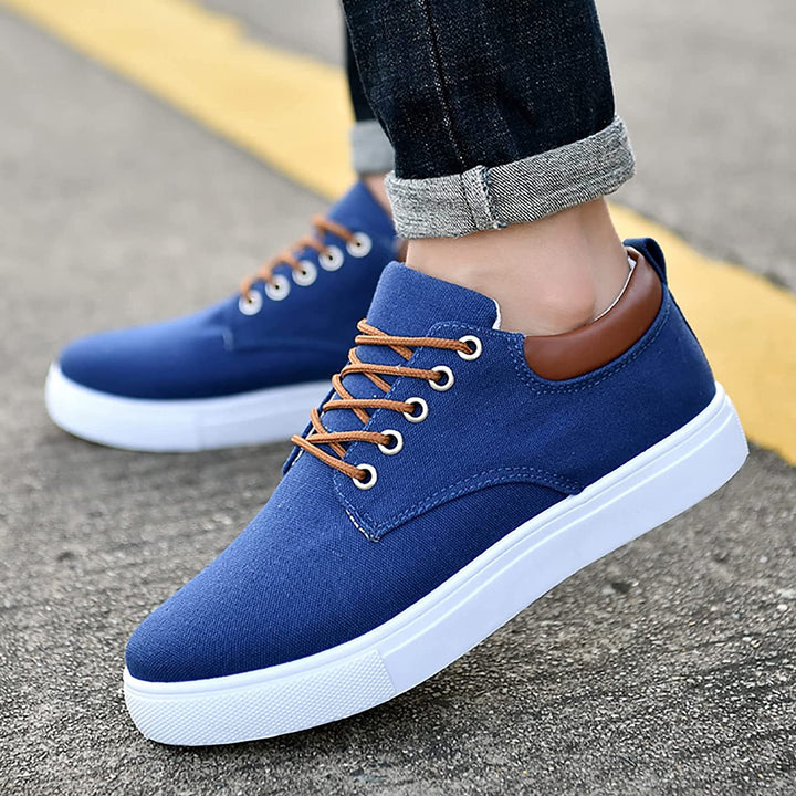 Casual men's sneakers with white sole