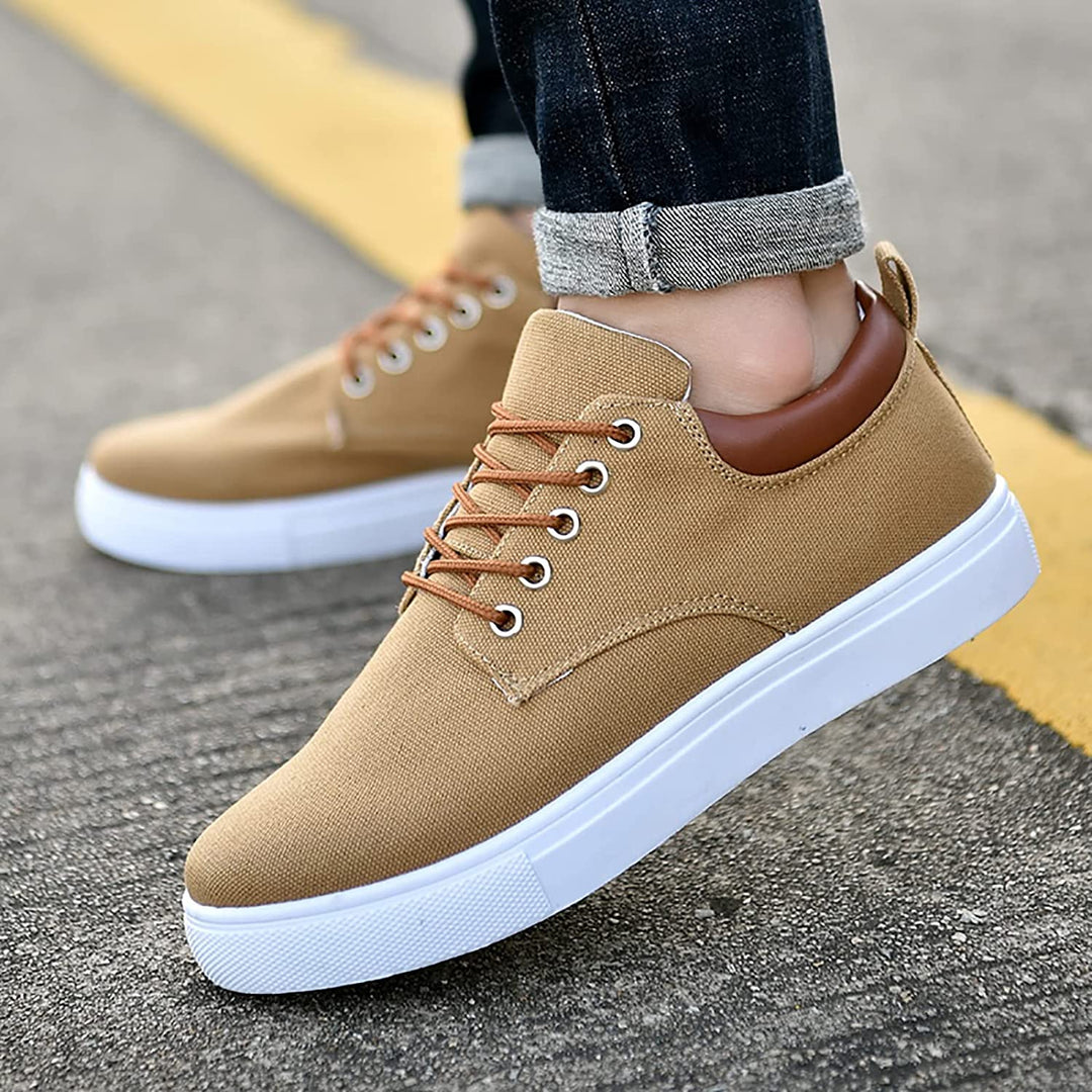 Casual men's sneakers with white sole