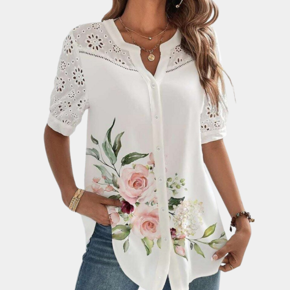 Elegant breathable button-up blouse