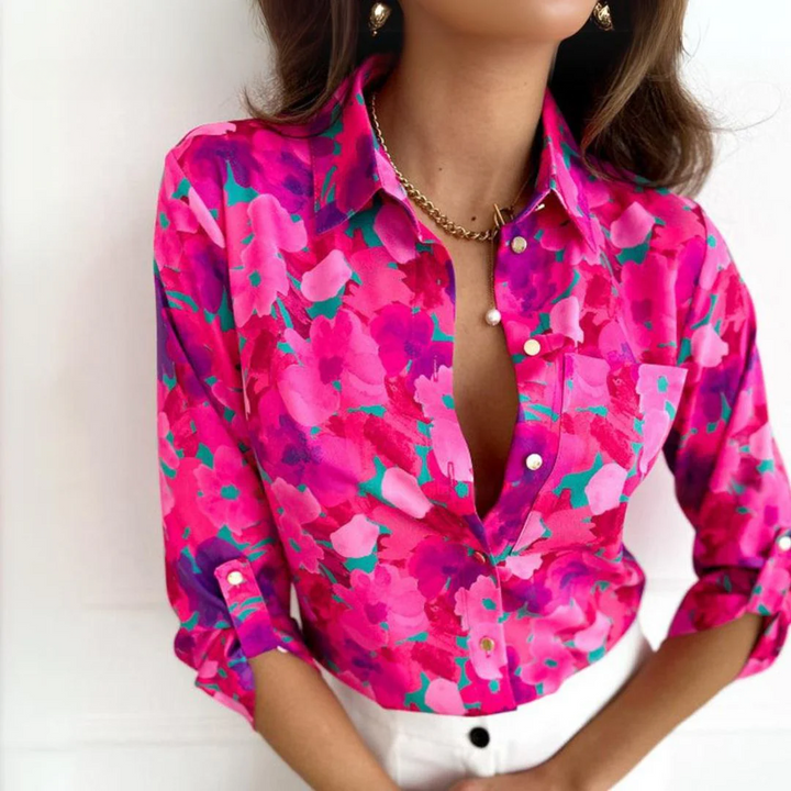 Amity - Pink blouse with floral print