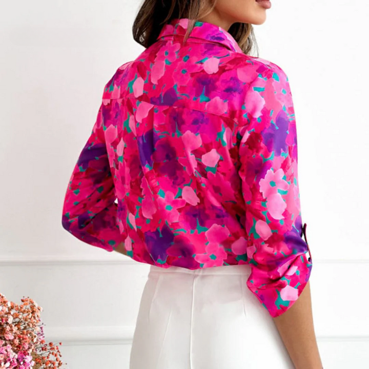 Amity - Pink blouse with floral print