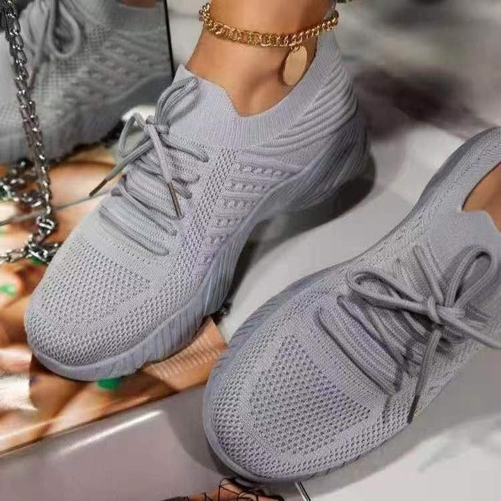 Breathable lace up sneakers for women