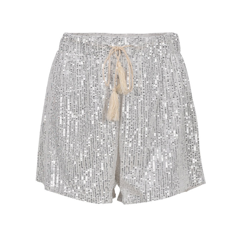 Sequin shorts with high waist