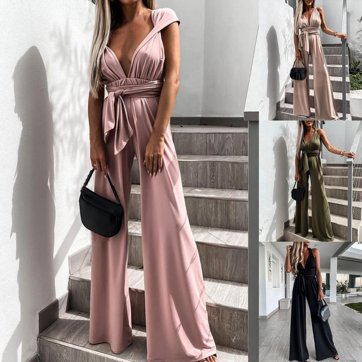 Summer jumpsuit with waistband