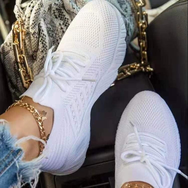 Breathable lace up sneakers for women