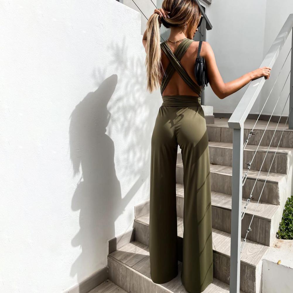 Summer jumpsuit with waistband