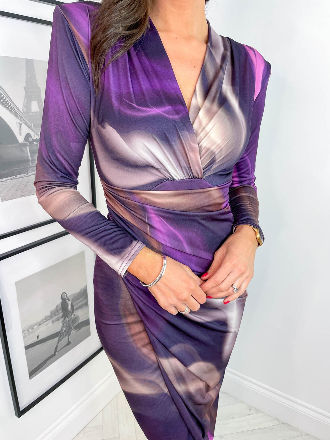 Elegant purple midi dress