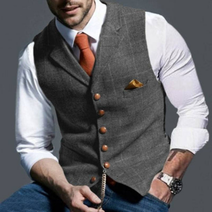 Elegant checkered men's waistcoat