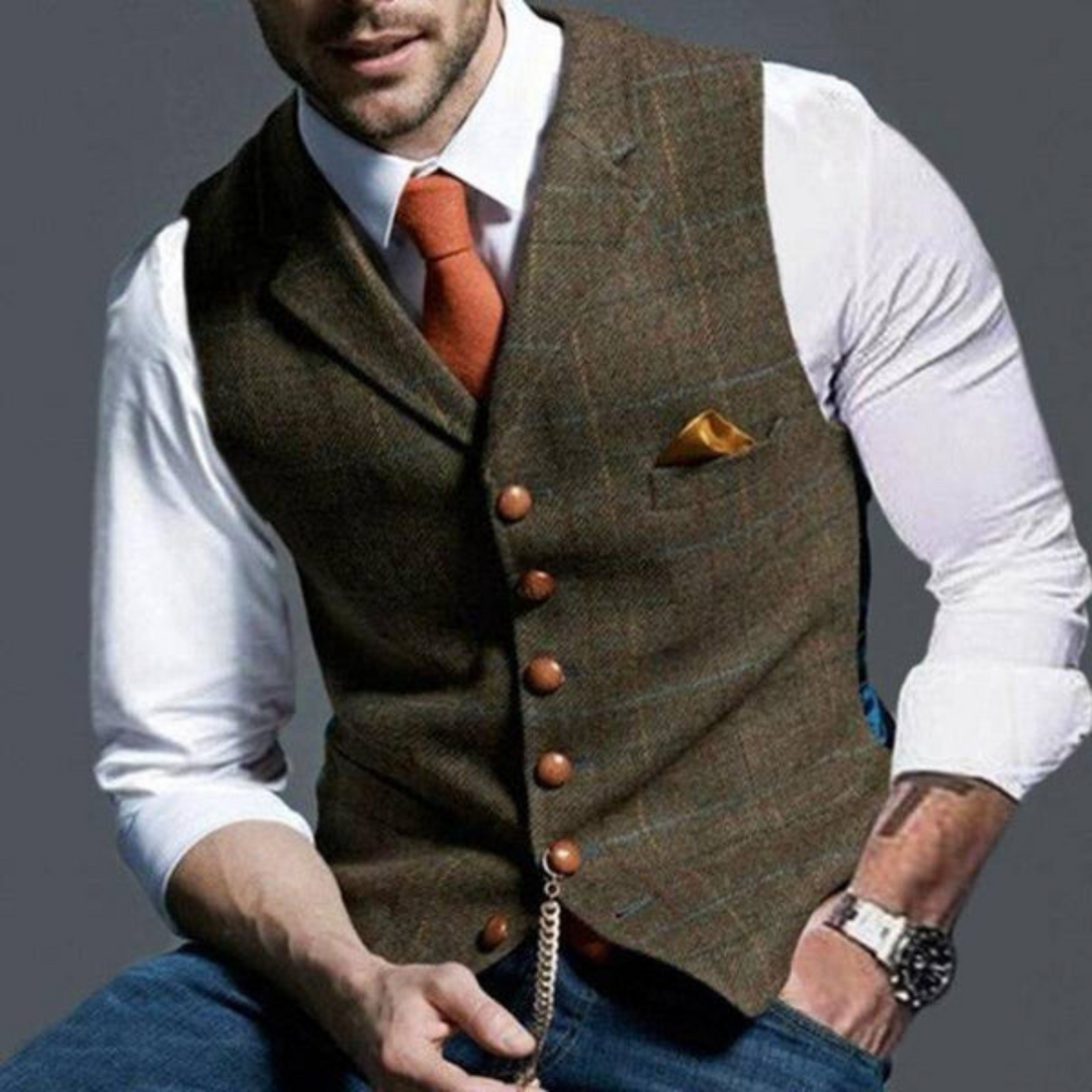 Elegant checkered men's waistcoat