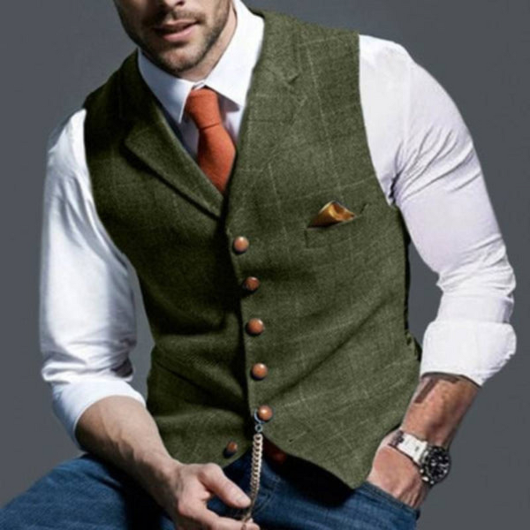 Elegant checkered men's waistcoat