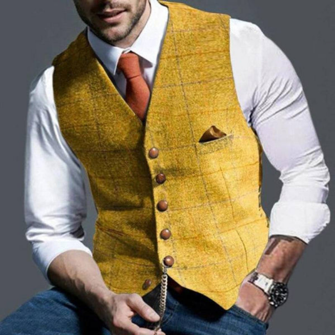 Elegant checkered men's waistcoat