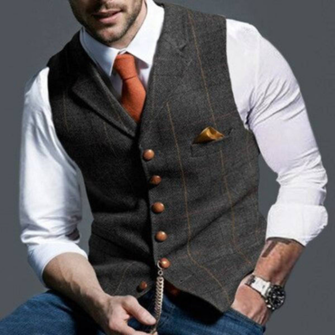 Elegant checkered men's waistcoat