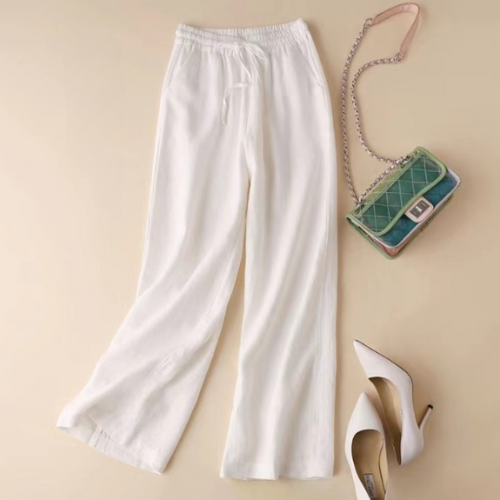 Relaxed wide-leg pants with elastic waistband