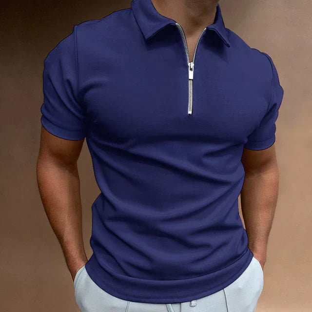 Casual men's polo with zipper