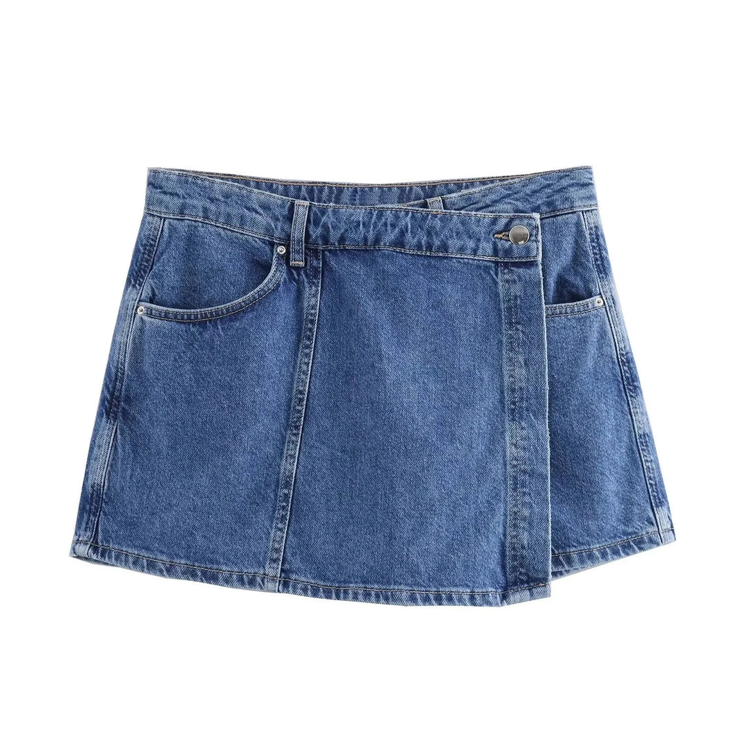 Denim cropped top and skirt co-ord set