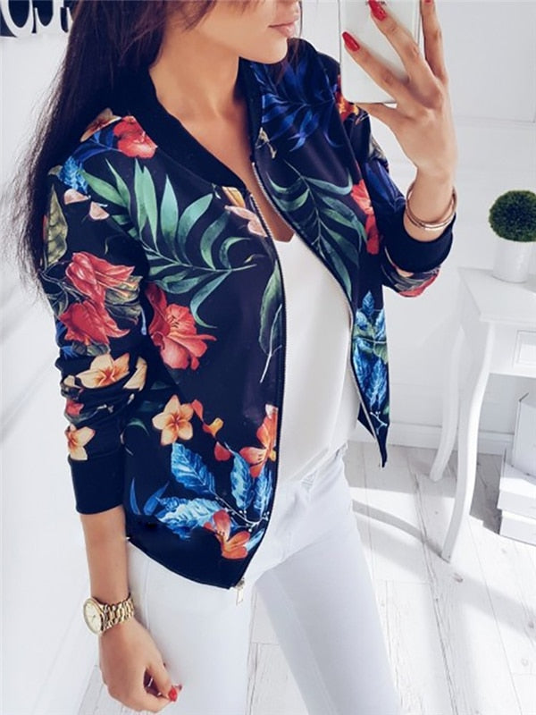 Floral print jacket for women