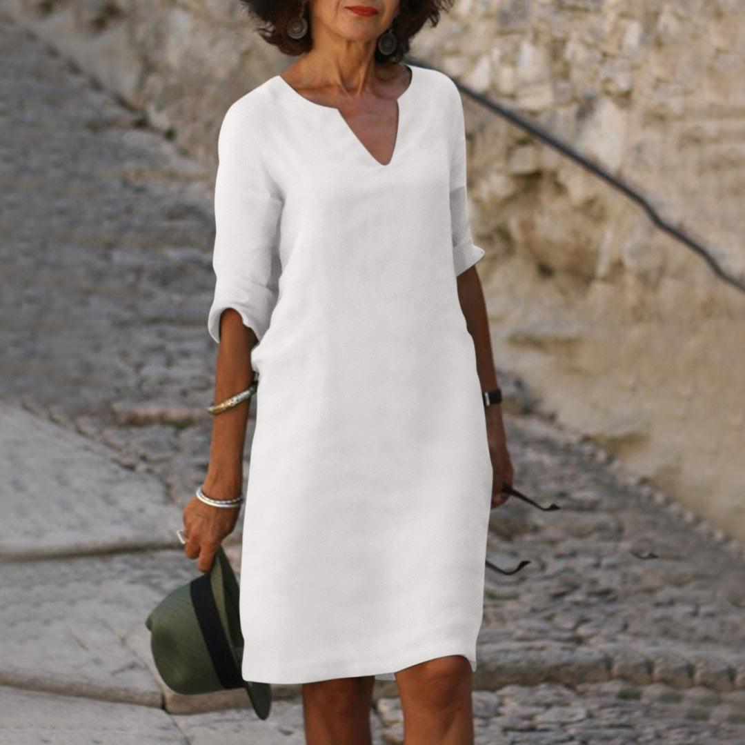 Relaxed v-neck midi dress