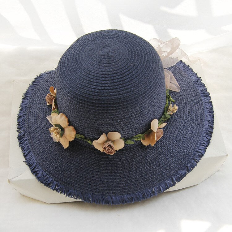 Flowery sun hat for women