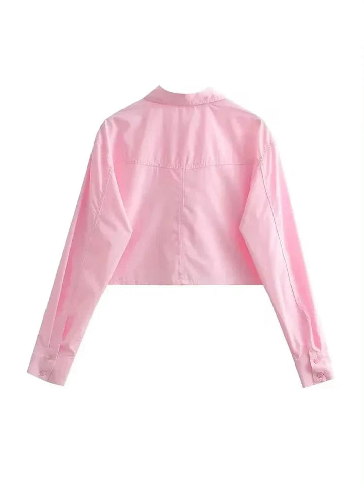 Elegant cropped long-sleeve top