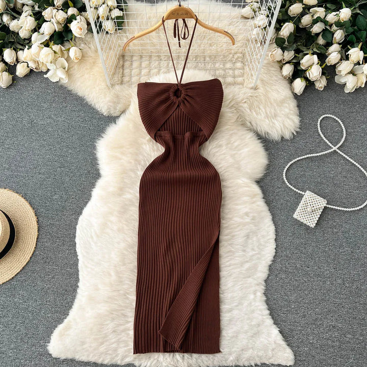 Chic halter dress with side slit